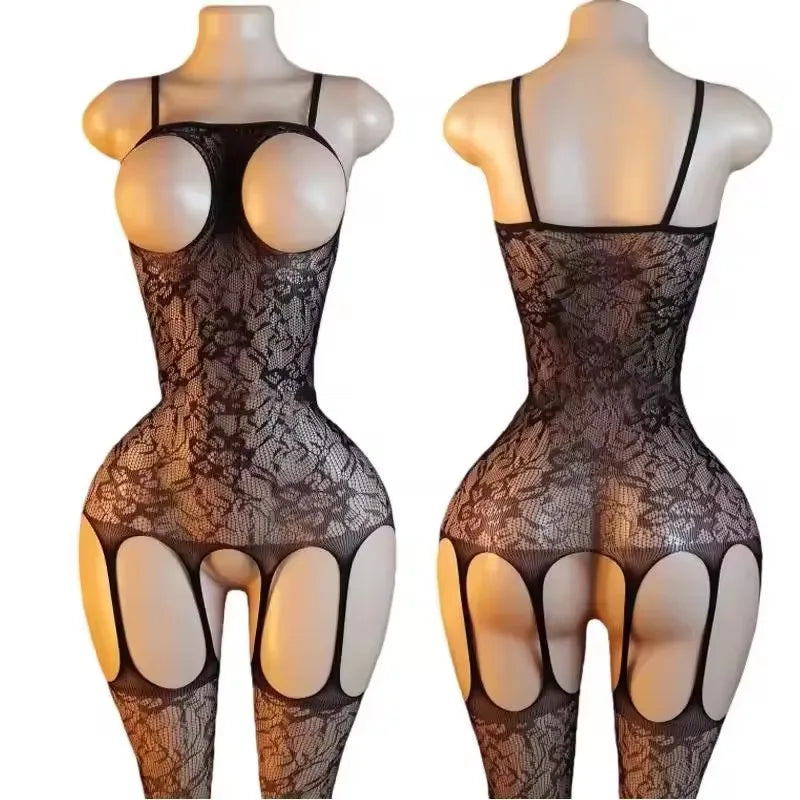 Sexy Open Crotch Bodystockings Fishnet Underwear Transparent Bodysuit Catsuit Cosplay Lingerie
