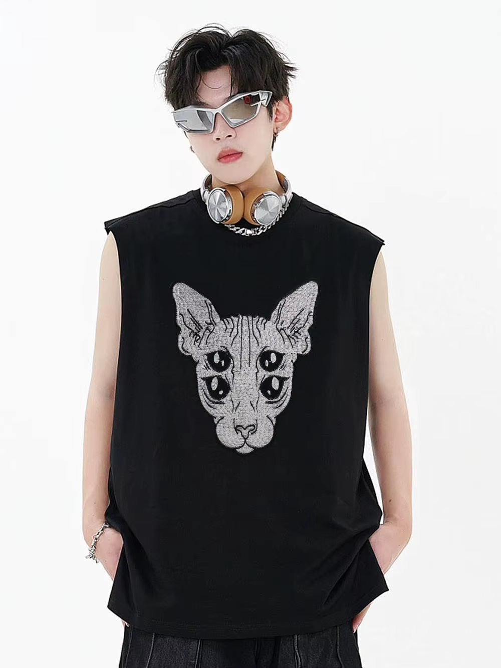 Embroidery Domineering Black Moon Cat Patch Appliques Iron on Patches Badge Clothes Sewing