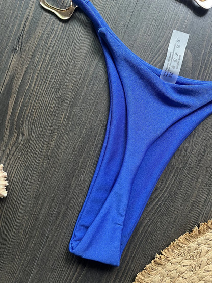 Women Bikini Solid Color Lace-up Split Two-piece Swimsuit Swimwear Suit