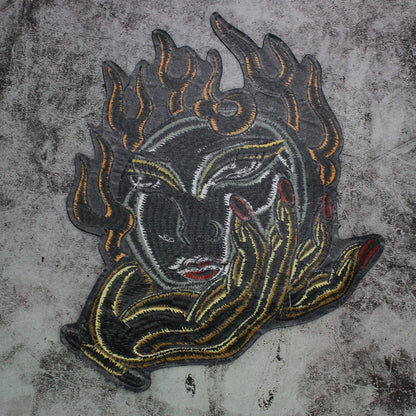 Sun Palm Woman Embroidered Patch Appliques Iron on Patches Badge Clothes Sewing