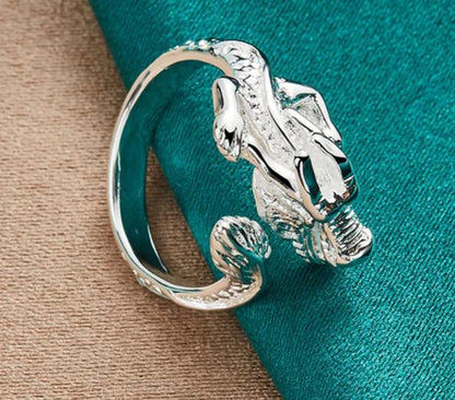 Women 925 Sterling Silver Wedding Engagement Party Charm Dragon Ring