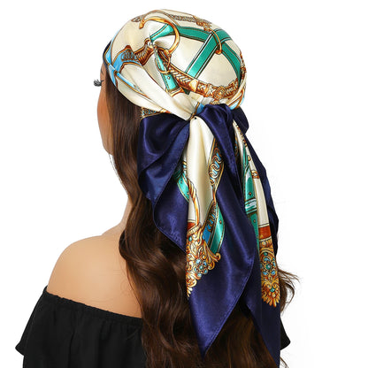 90cm Women Four Seasons Square Silk Satin Bandana Wrap Shawl Scarves Scarfs kfy1