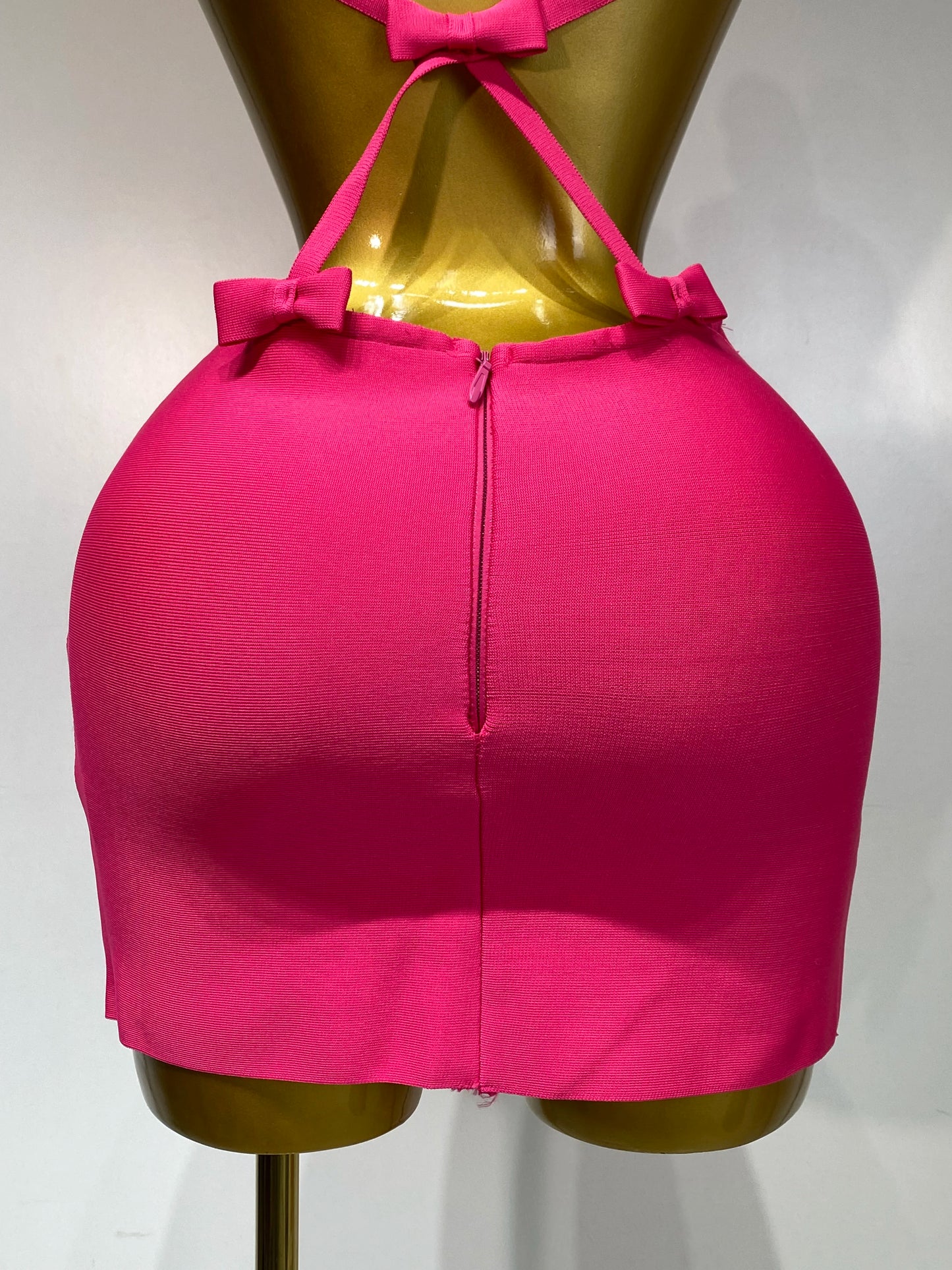 Sexy Backless Cut Out Bow Tie Bandage Celebrity Evening Party Birthday Dress