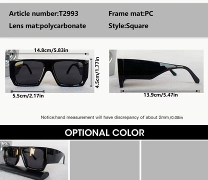 Oversized Square Steampunk Men Big Designer Vintage Punk Sunglasses Shades UV400