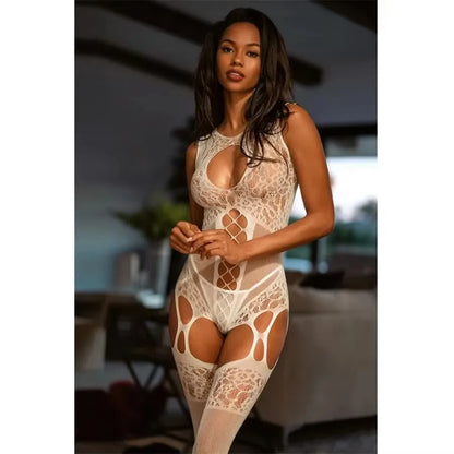 Sexy One pieces Bodysuit Crotchless Underwear Sleeveless Catsuit Sleepwear Erotic Lingerie Bodystockings