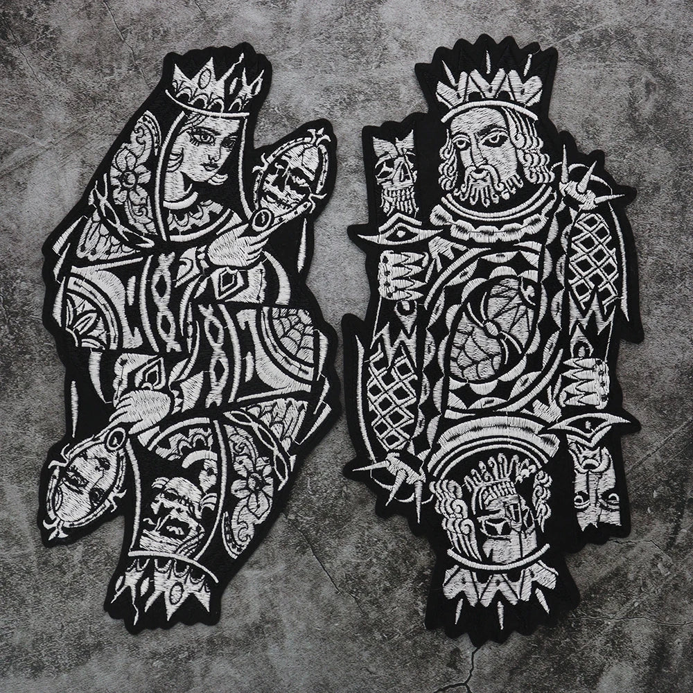 Embroidered Women Poker Skull the Crown Patch Appliques Iron on Patches Badge Clothes Sewing