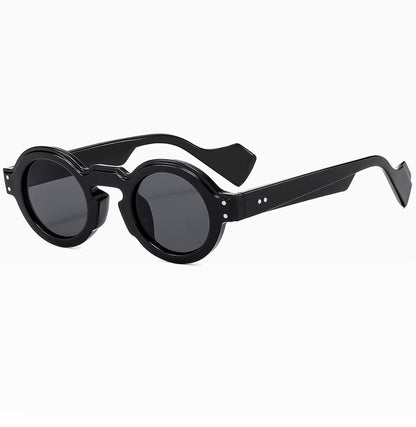Women Men Punk Double Color Shades Rivets Clear Lens Frame UV400 Round Sunglasses