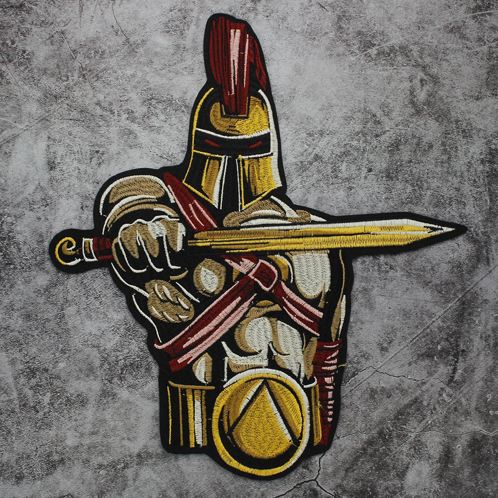 Japan Samurai Embroidery Double Sword Vikings Warrior Military Armband Tactical Emblem Patch Appliques Iron on Patches Badge Clothes Sewing
