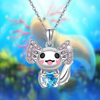 Fashion Animal Cute Axolotl Zircon Cartoon Pendant Necklace Party Gift