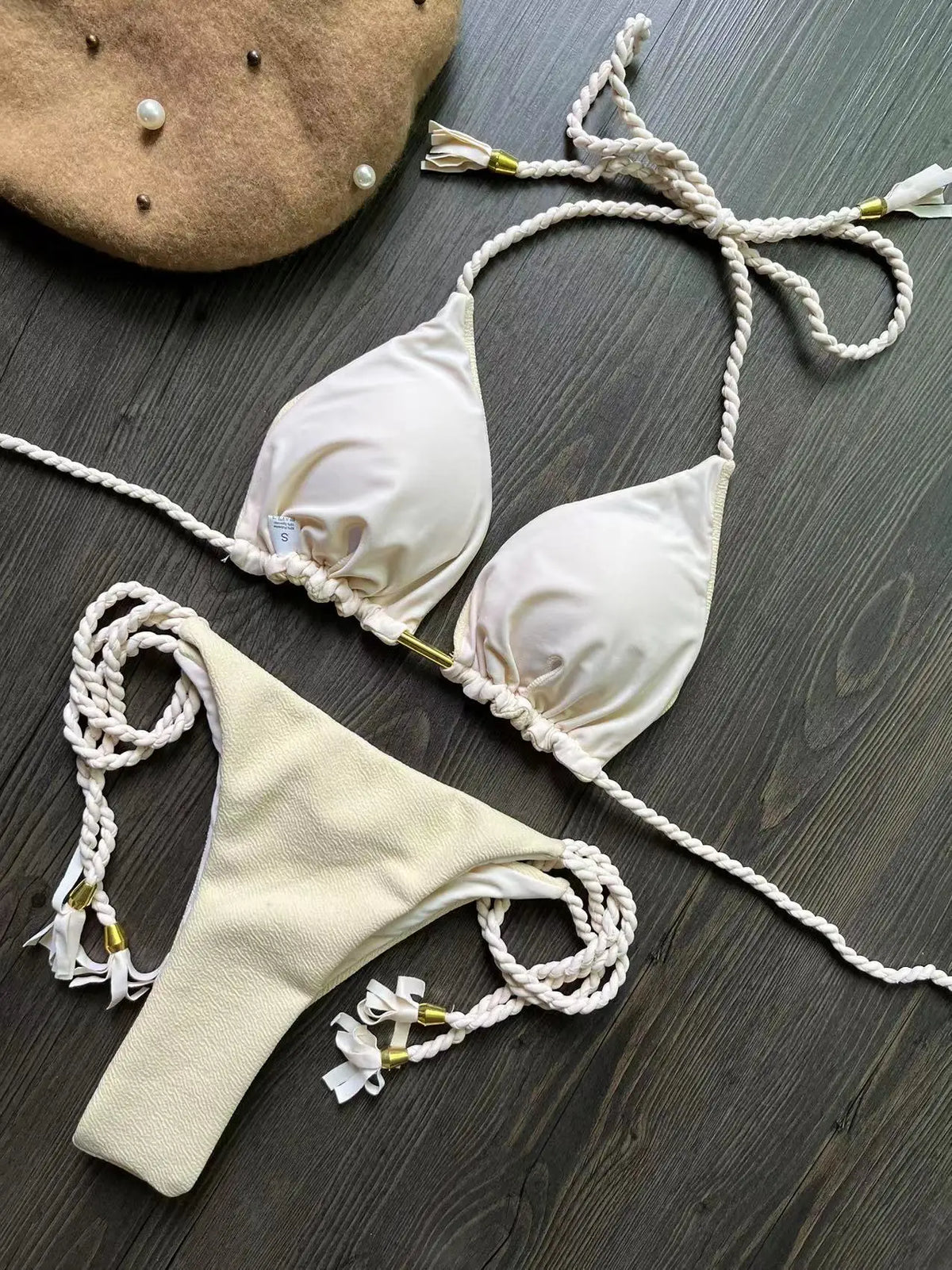 Sexy Braiding rope Bandage Bikini Swimsuit Two-piece Triangle Swimwear Bathing Suit Brazilian