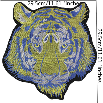 Large-size biker Punk Motorcycle Embroidered Tiger Skeleton Patch Appliques Iron on Patches Badge Clothes Sewing