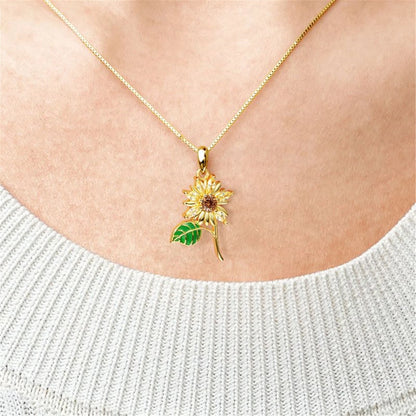 Women's Golden Sunflower Studded Zircon Pendant Necklace