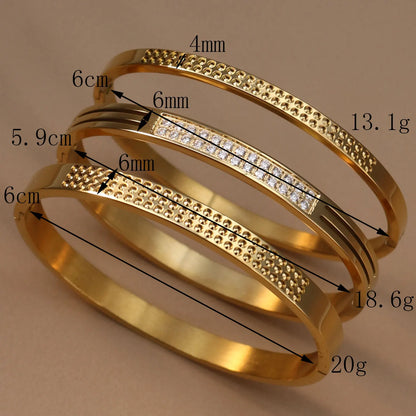 Stainless Steel 18K Gold Plated Zircon Women's Bracelet Bangles Gifts