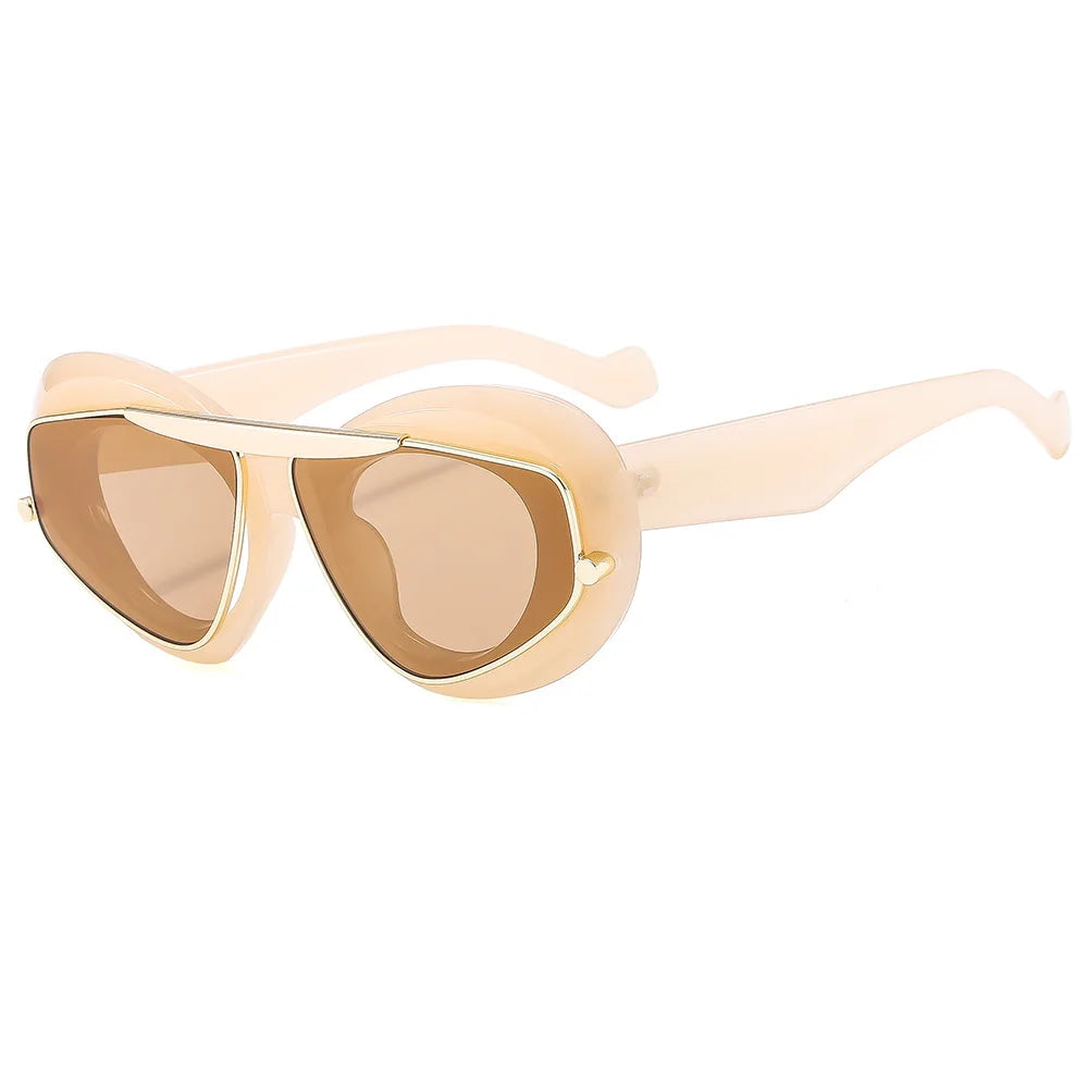 Men Women y2K Hip Hop Punk Oval Designer Square UV400 Glassess Sunglasses