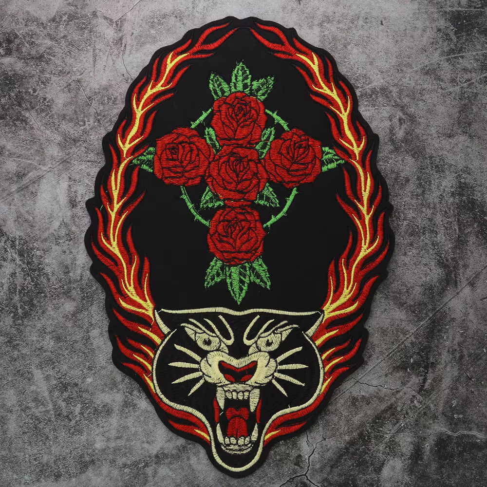 Golden Torch Leopard Embroidery Patch Appliques Iron on Patches Badge Clothes Sewing