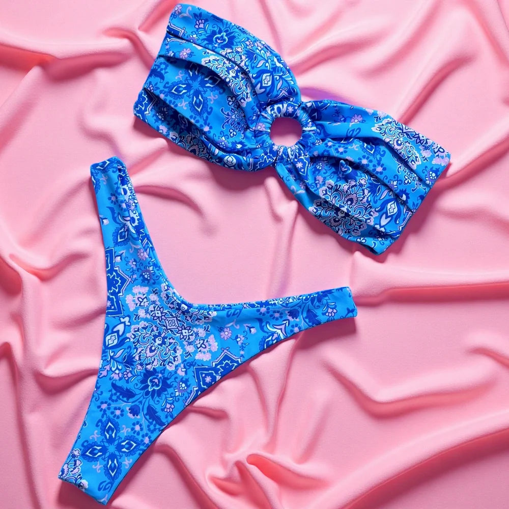 Micro Bikini Push Up Women Swimwear Brazilian Bikini Thong Biquini Swimsuit Print Beachwear Suit