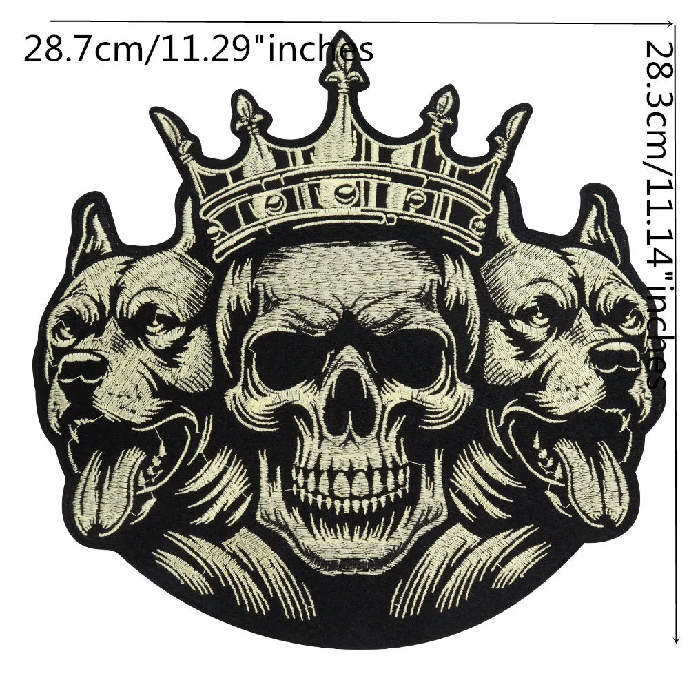 Cool gold and silver crown skull Embroidered Patch Appliques Iron on Patches Badge Clothes Sewing