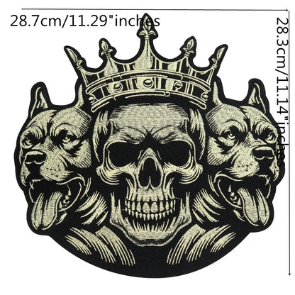 Cool gold and silver crown skull Embroidered Patch Appliques Iron on Patches Badge Clothes Sewing