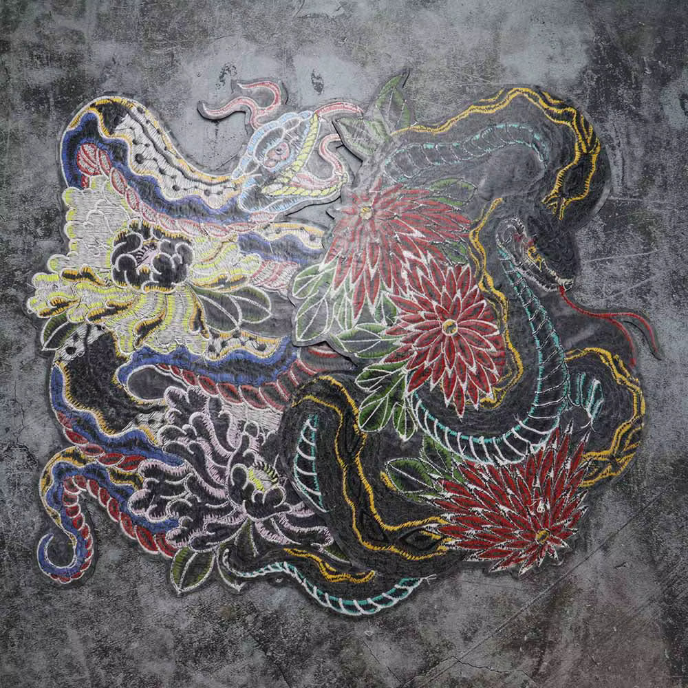 Colorful Python Embroidered Motorcycle Patch Appliques Iron on Patches Badge Clothes Sewing