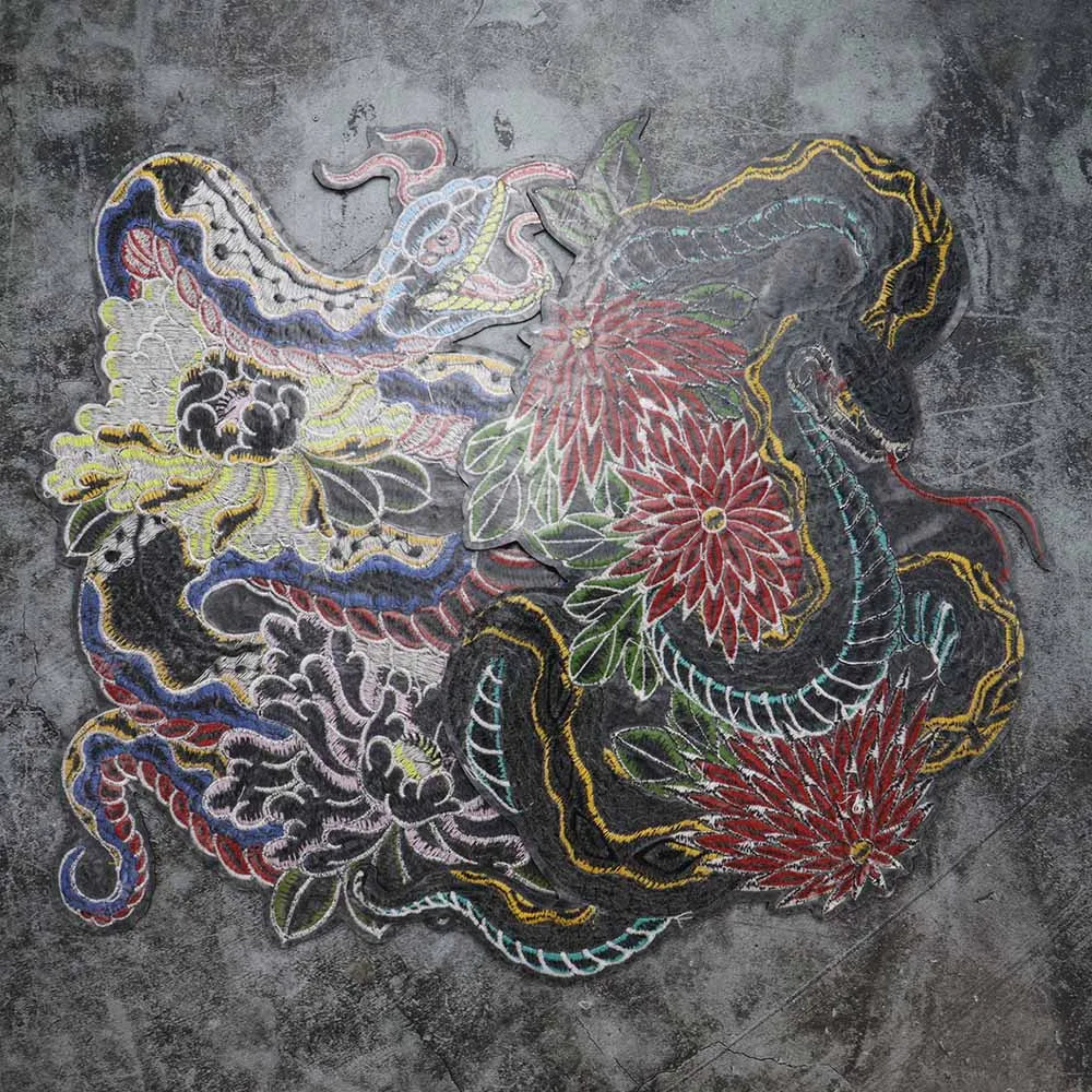 Colorful Python Embroidered Motorcycle Patch Appliques Iron on Patches Badge Clothes Sewing