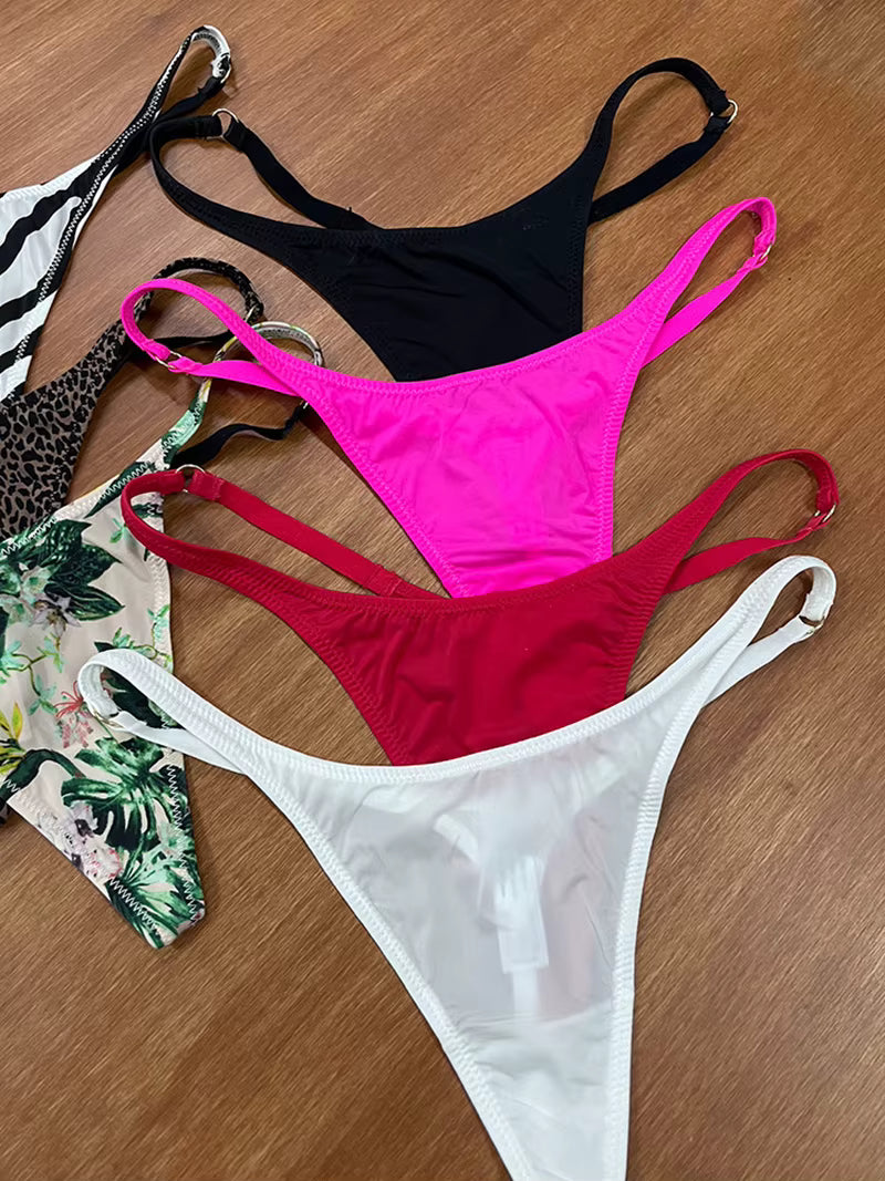 Ice Slik Low Waist Women G String Leopard Flower Panties Briefs Thong T-back Underwear