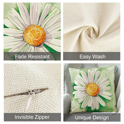 18 X 18 Inch Daisy Flower Design Sofa Cushion Plant Pattern Pillowcase Cover Decor