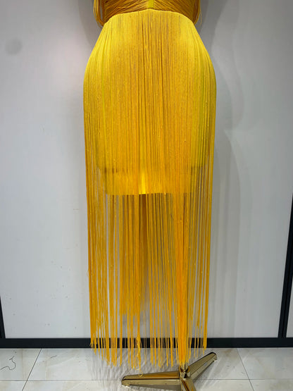 Sexy Sleeveless Tassels Bandage Celebrity Evening Party Birthday Cocktail Dress