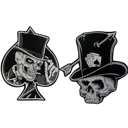 Poker Ace of Spades Embroidery Skull Iron Patch For Clothing Patches Punk Appliques sewing Sticker