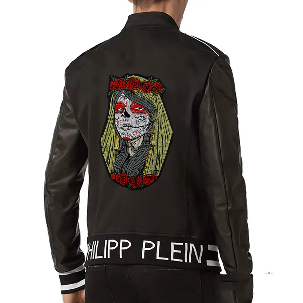 Punk Skull Embroidery Ghost Bride Stripe Badge Patch Iron on Patches Clothes DIY