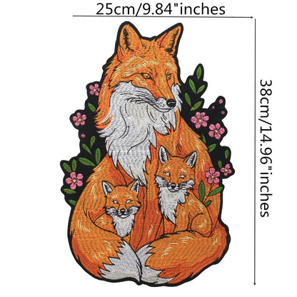 Mushroom Orange Foxes Motorcycle Embroidered Animal Patch Appliques Iron on Patches Badge Clothes Sewing
