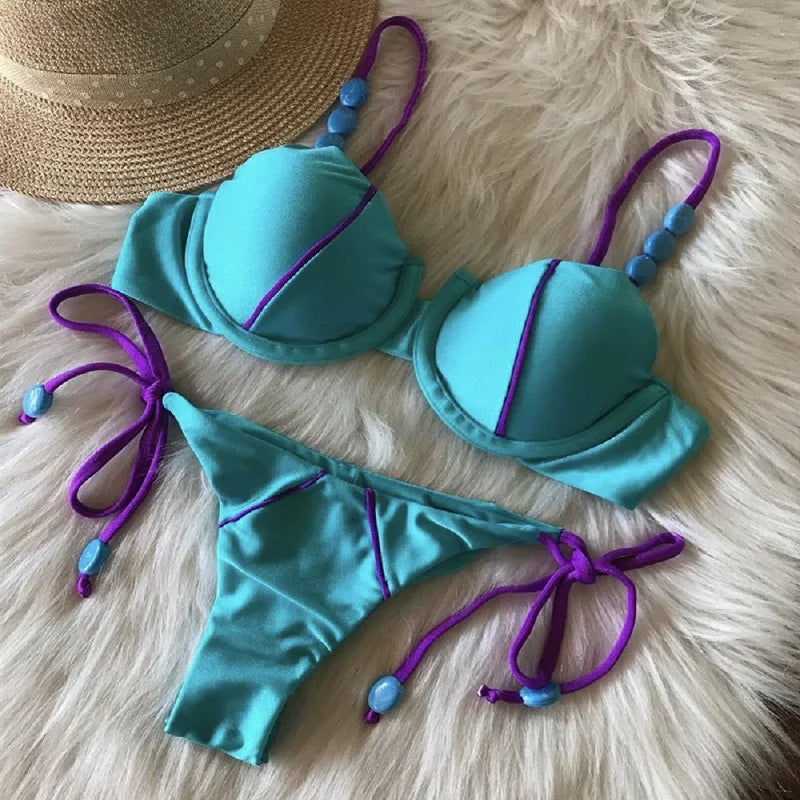 2pcs Push Up Women Micro Swimsuit Bandage Beach Wear Swimming Bikini