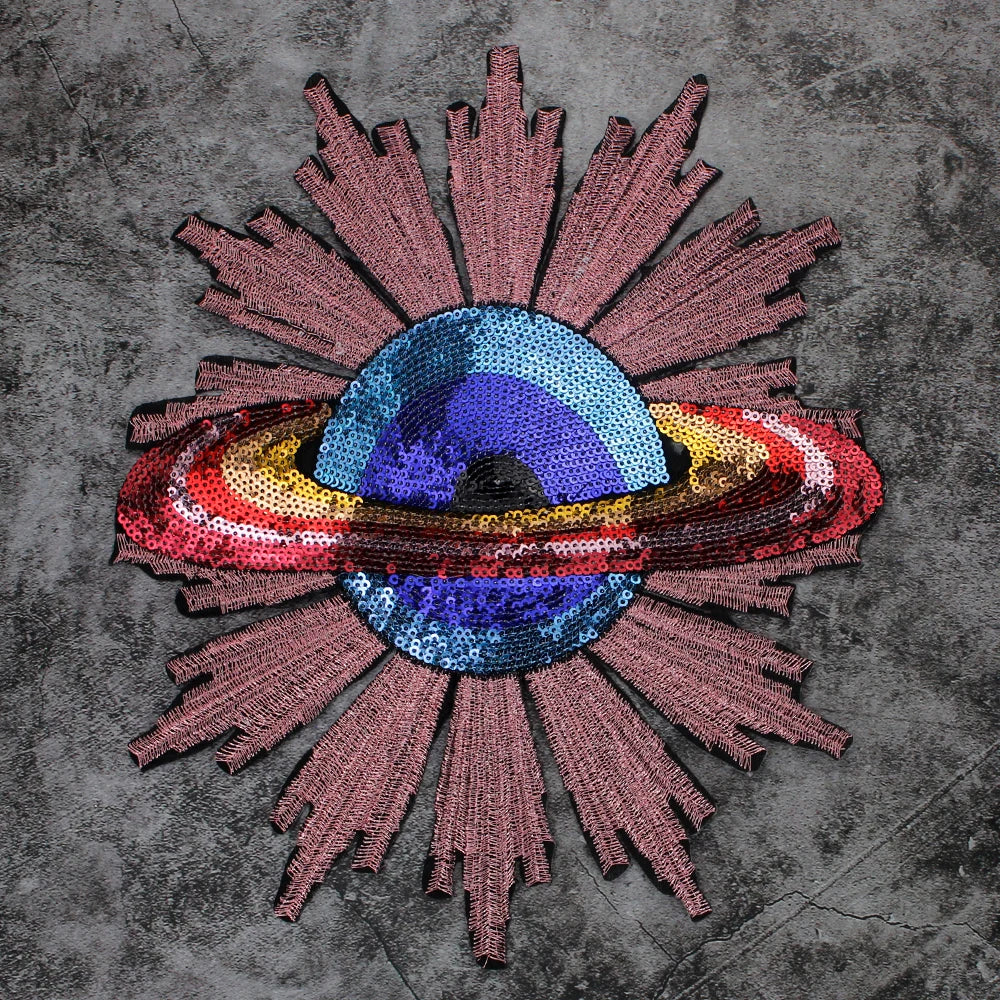 Craft Beaded Sequin Globe Embroidery Patches Iron on Applique Badge Clothes DIY Sewing