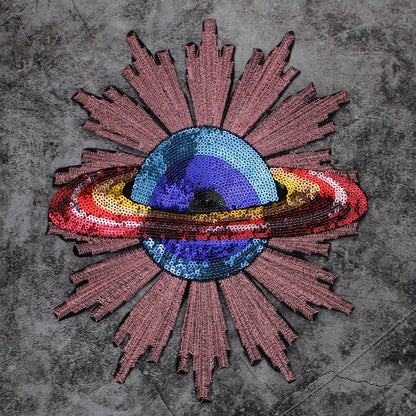 Craft Beaded Sequin Globe Embroidery Patches Iron on Applique Badge Clothes DIY Sewing