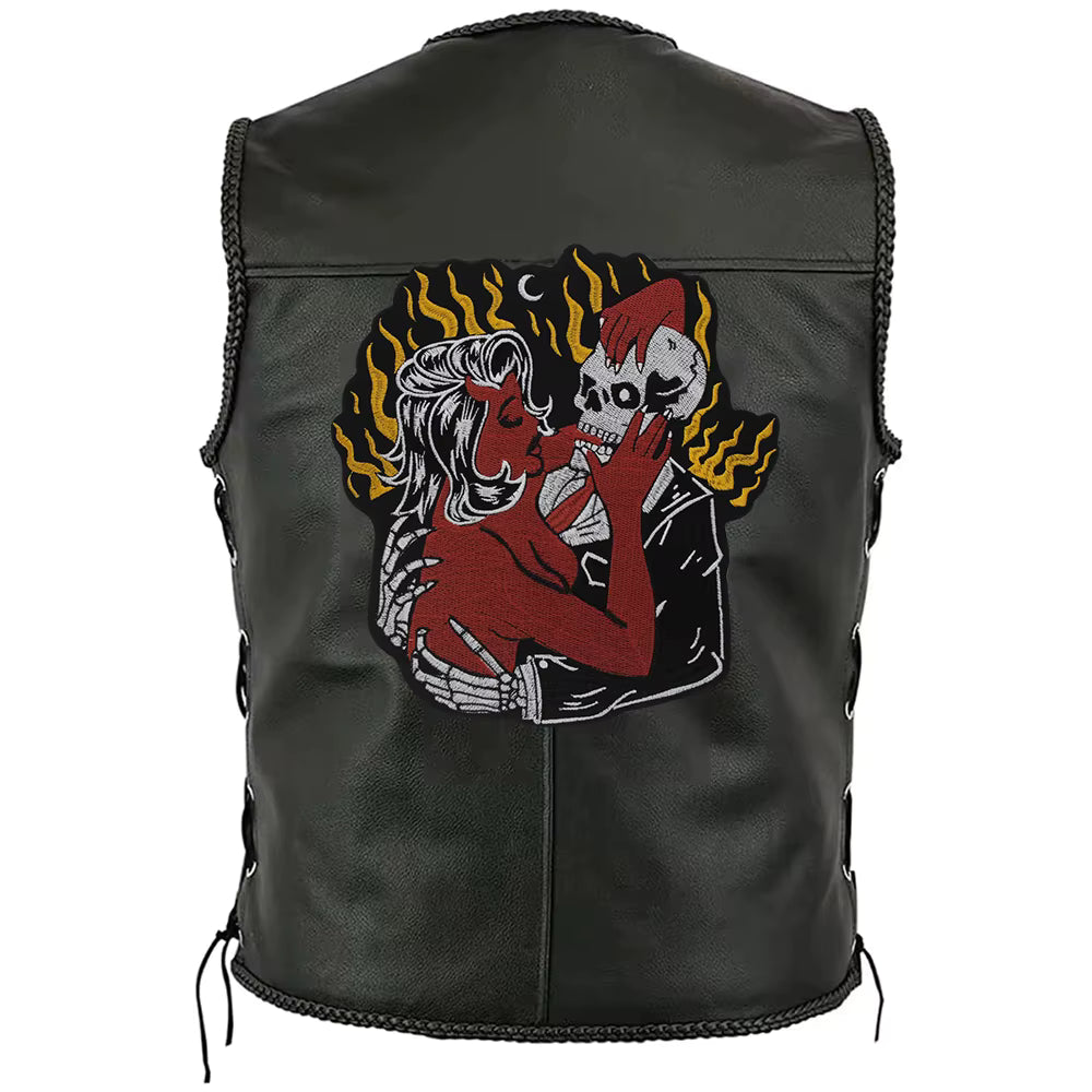 Embroidered Beauty Skull Poisoned Hearts Club Patch Appliques Iron on Patches Badge Clothes Sewing