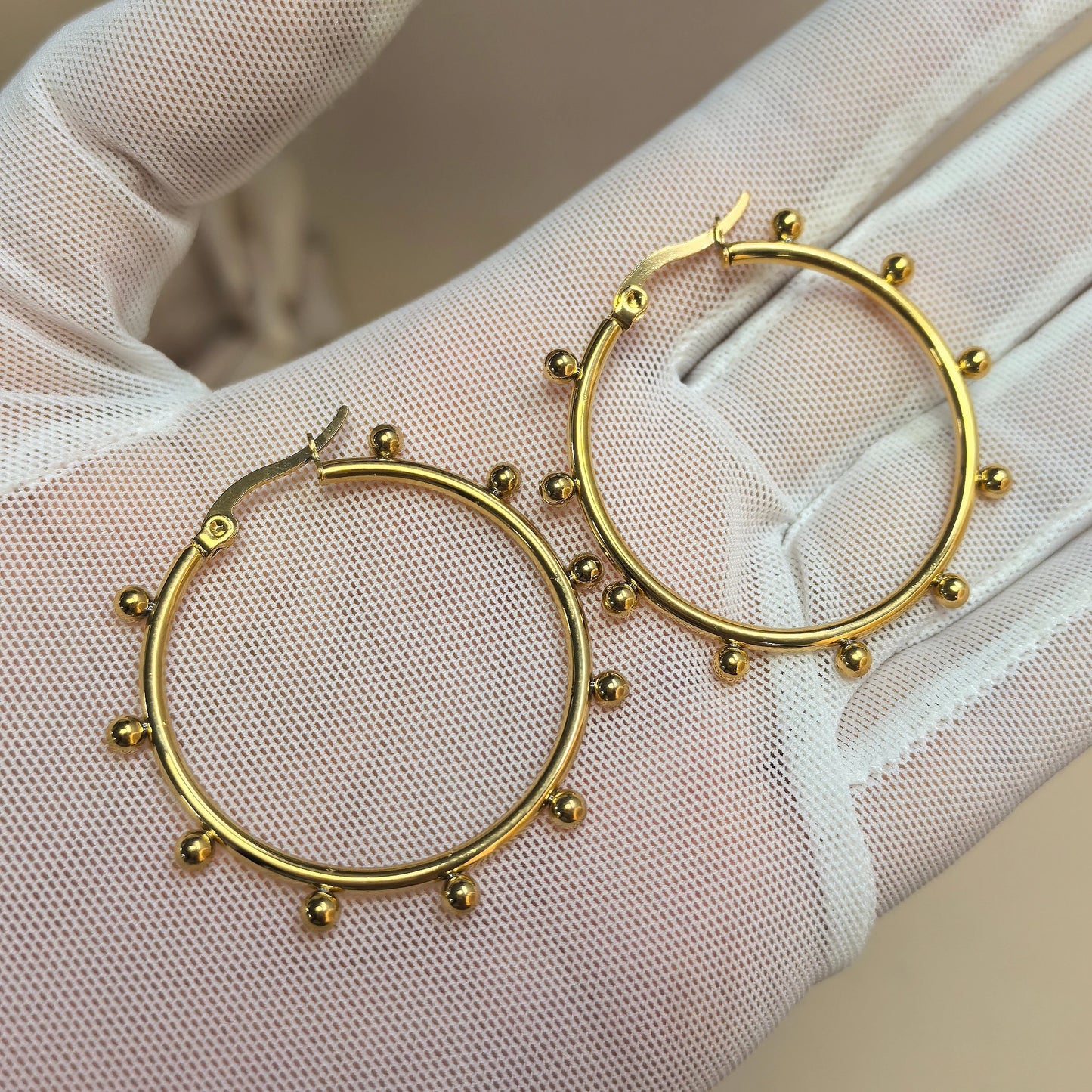 Women Heart Stainless Steel Gold Color Wedding Party Earrings Gifts
