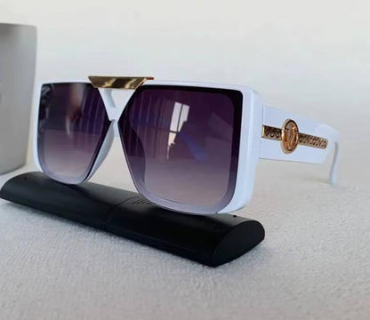 Men Women Punk Vintage Square Designer Letter V Driving UV400 Eyewear Sunglasses