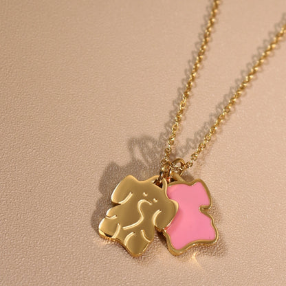 Women's Elephant Stainless Steel 18k Gold Plated Pendant Necklace