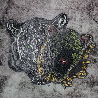 Large-size biker Punk Motorcycle Embroidered Tiger Skeleton Patch Appliques Iron on Patches Badge Clothes Sewing