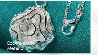 Women 925 Sterling Silver Rose Flower 18-30Inches Chain Wedding Engagement Party Charm Pendant Necklace