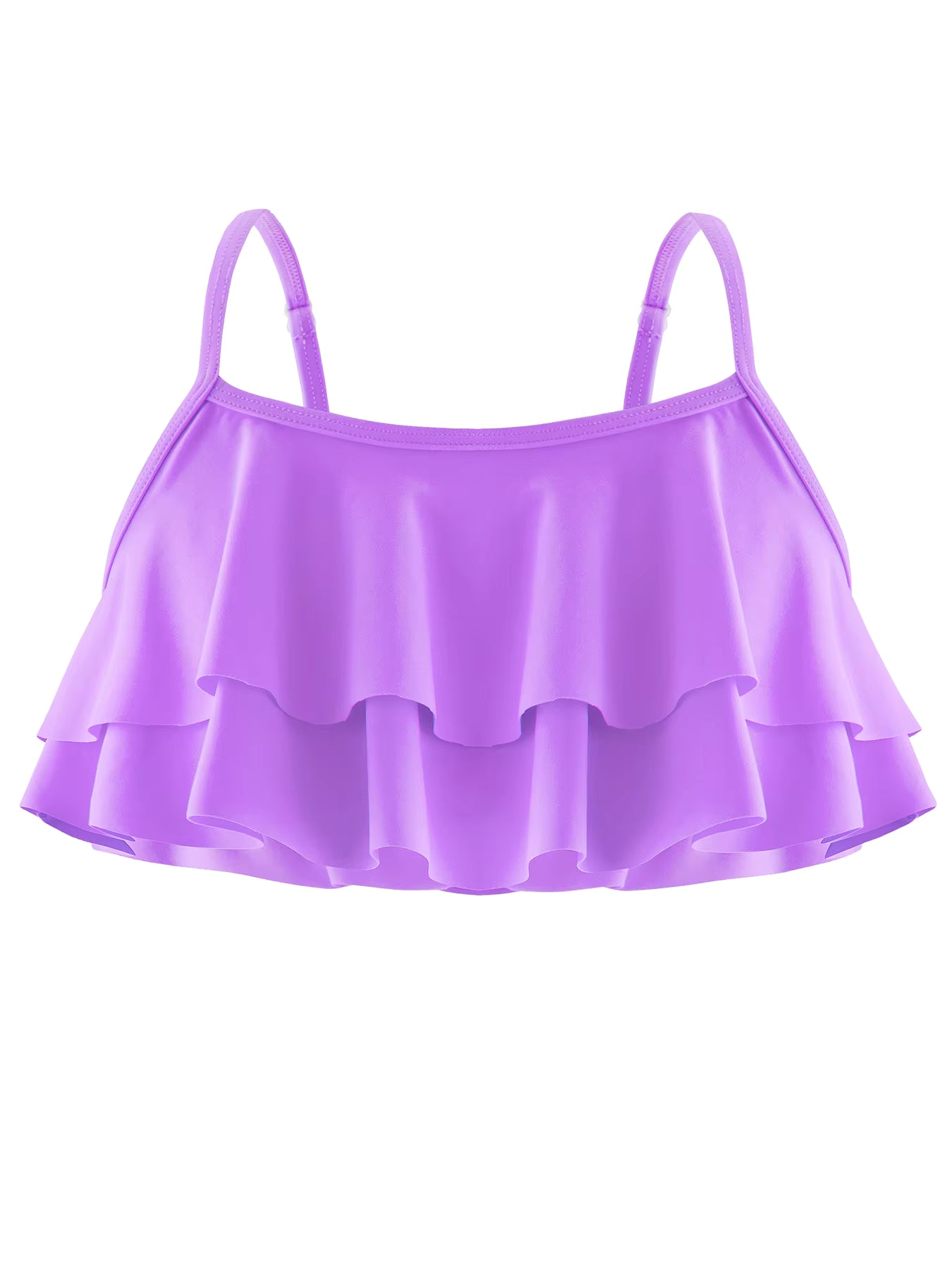 2pcs Kids Girl Sleeveless Pink Ruffle Crop Tops Scale Print Swim Briefs Swimming Suit