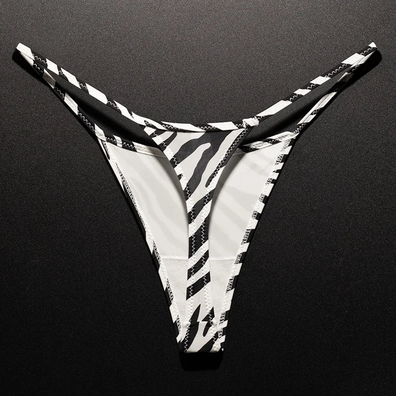 Women Low Waist G-String Leopard Briefs Thong Ice Slik T-back Underwear Seamless Panties