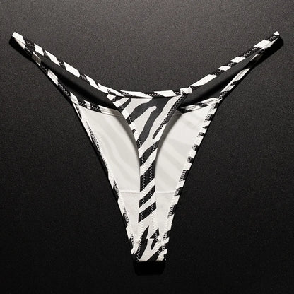 Women Low Waist G-String Leopard Briefs Thong Ice Slik T-back Underwear Seamless Panties