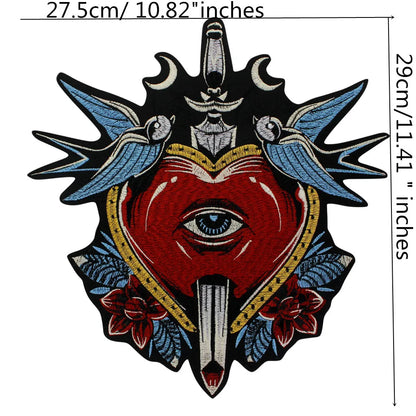 Embroidery Big heart bird Mirror Eyes patch Iron On Sew on for Clothes