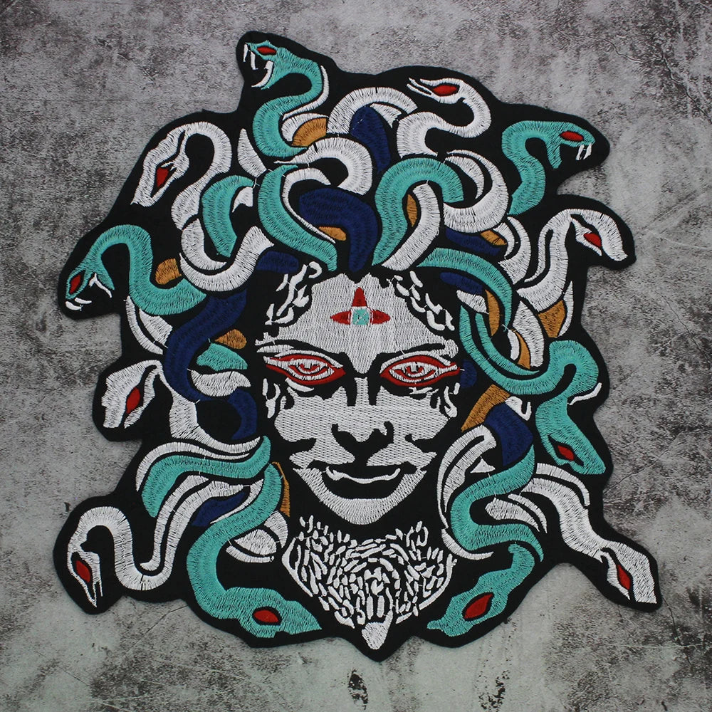 Dragon Hair Banshee Medusa All Embroidery Tactical Patch Appliques Iron on Patches Badge Clothes Sewing