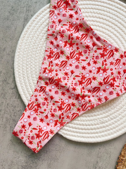 Knitted Sexy Print Strapless Split Swimsuit Bikini Brazilian Triangle Swimwear Suits