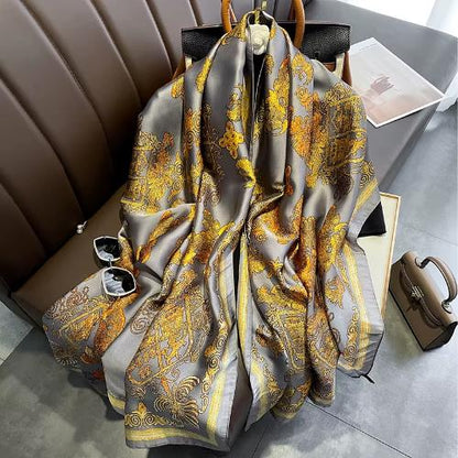 Women Fashion Printed Shawls Wraps Soft Pashmina Bandana Silk Scarves