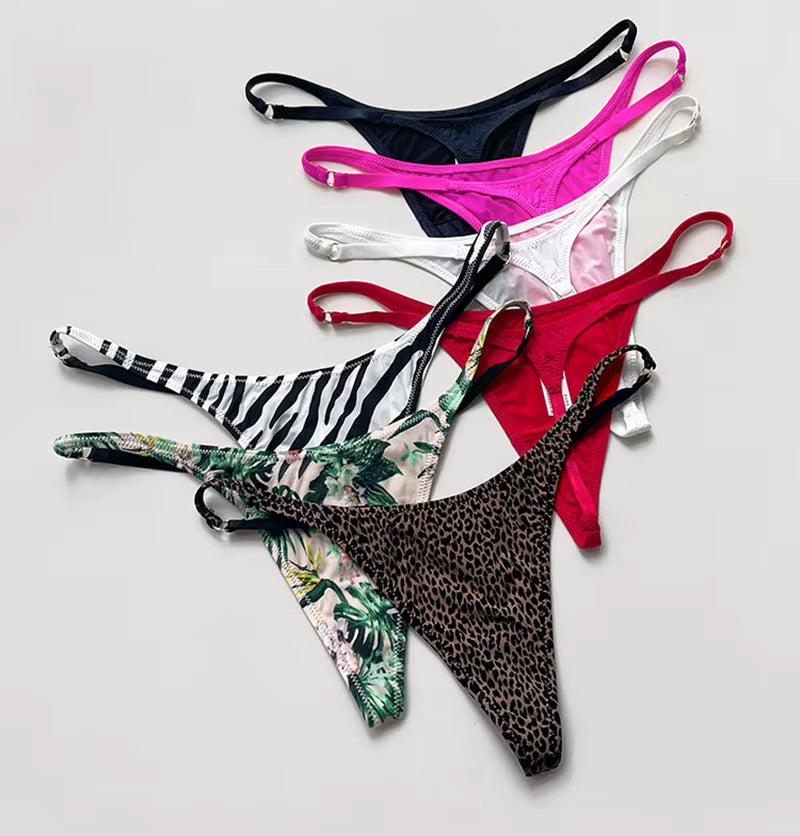 Ice Slik Low Waist Women G String Leopard Flower Panties Briefs Thong T-back Underwear