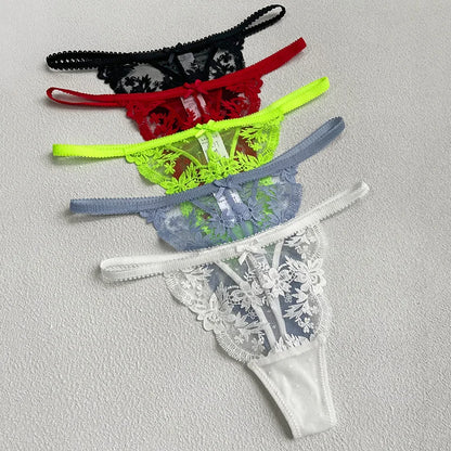 Women Lace Underwear Briefs Breathable G--String Seamless Low Waist Hollow Out Thong Panties