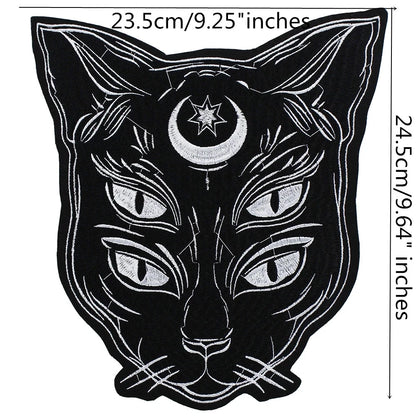 Embroidery Domineering Black Moon Cat Patch Appliques Iron on Patches Badge Clothes Sewing