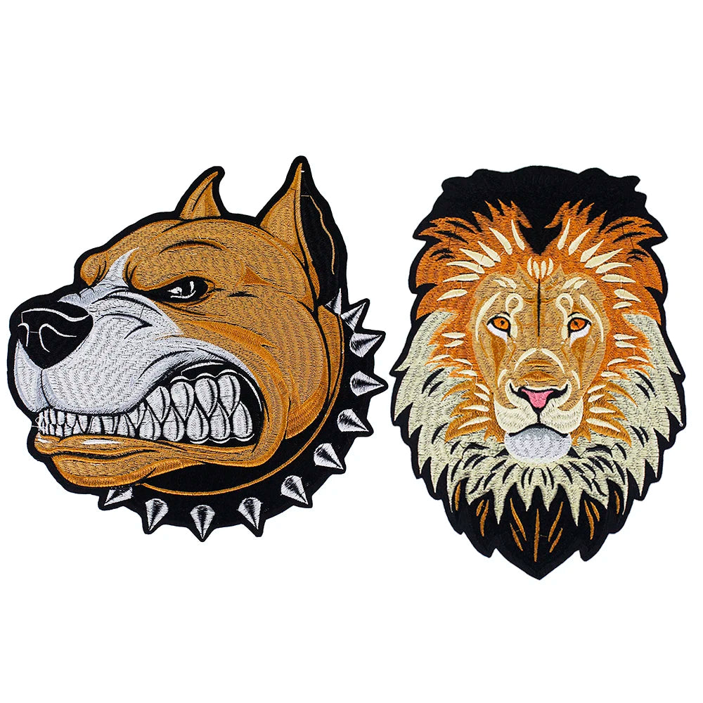 1Set Lion Dog Embroidery Patch Appliques Iron on Patches Badge Clothes Sewing